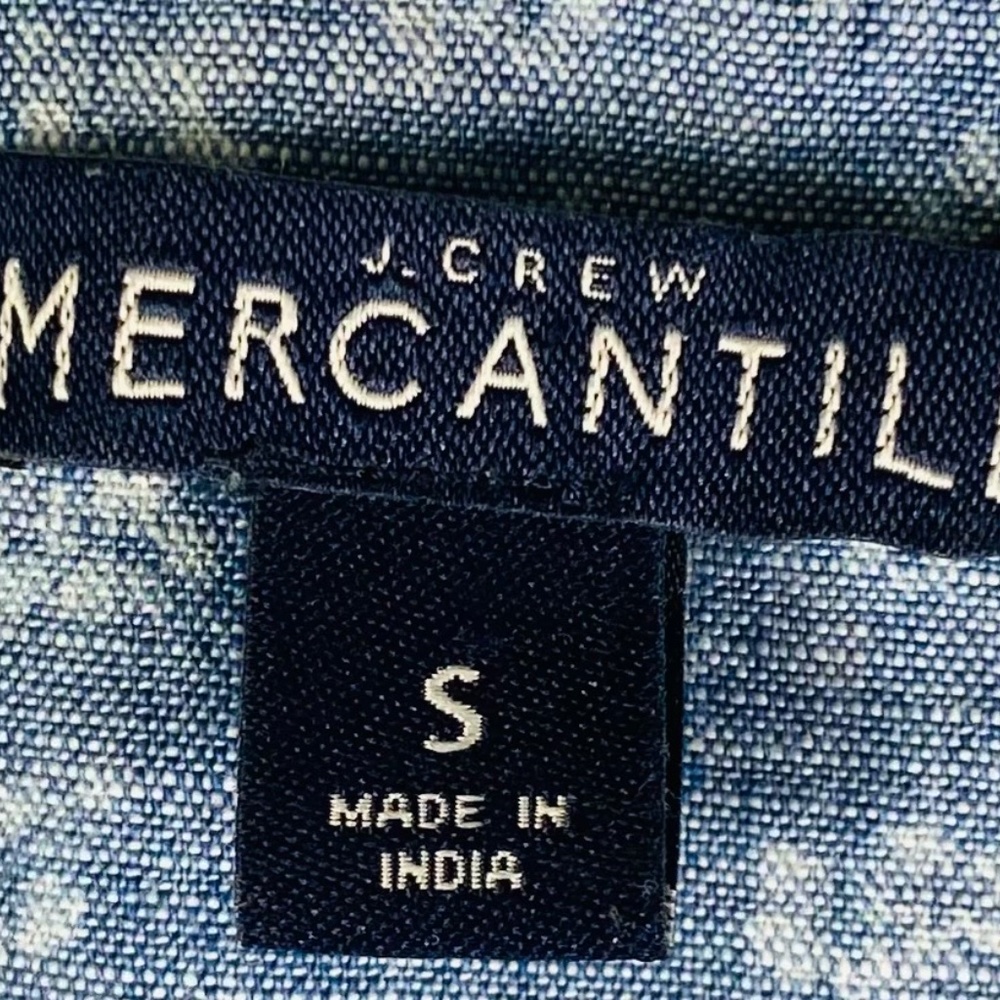 J Crew Sz Small 4 6 Dress Shirtdress Chambray Floral Ruffle Blue Faux Wrap - Picture 4 of 5